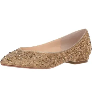 🆕 BETSEY JOHNSON Women's Jude Embellished Gold Ballet Flat NWT Size 5