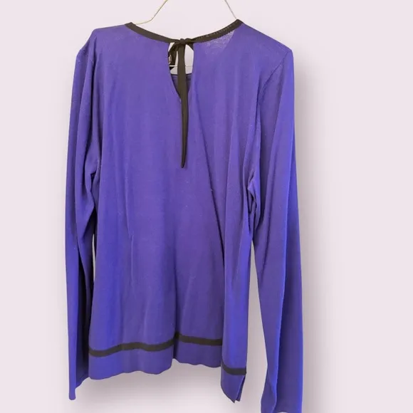 👚 LAUREN RALPH LAUREN Purple Bow-Back Sweater | Size XL | Royal Purple &amp; Black 👚