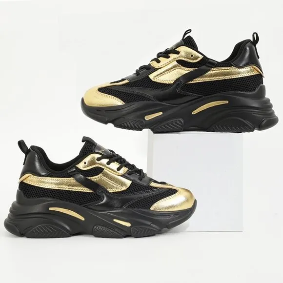 🆕 Niluber Platform Sneakers-Slip Women Black Breathable Running Glitter Shoes