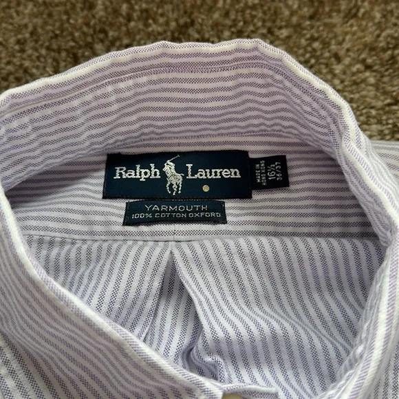 👔 Vintage Ralph Lauren Blue Label Purple Stripe Button-Down Shirt