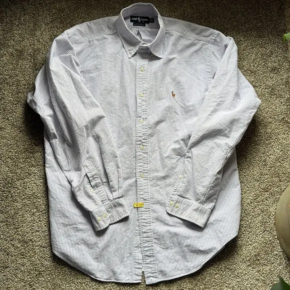 👔 Vintage Ralph Lauren Blue Label Purple Stripe Button-Down Shirt