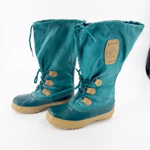✅ Vintage Sorel Snowlion Tall Insulated Winter snow boots TEAL SIZE 7