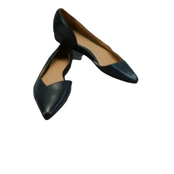 27 Edit Naturalizer Womens KARLA Black Leather Pointed Toe D'Orsay Flats Size 7
