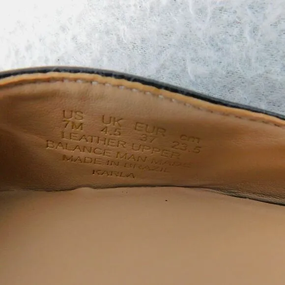 27 Edit Naturalizer Womens KARLA Black Leather Pointed Toe D'Orsay Flats Size 7