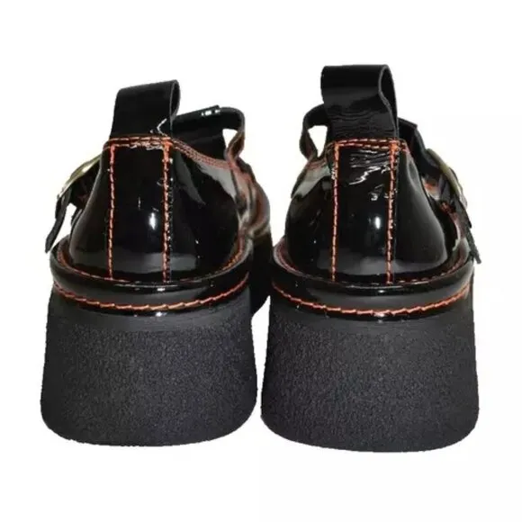 $350 E8 MIISTA Cathy Black Patent Brogues Loafers PLATFORM MARY JANE 38 (DB18)
