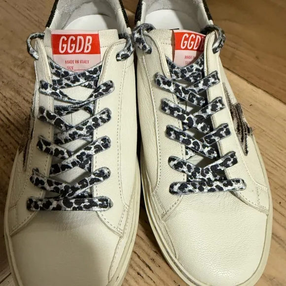 60% ⬇️ MSRP New Golden Goose Hi-Stars, White/Zebra Print/Sequins - Men’s 9.5US *