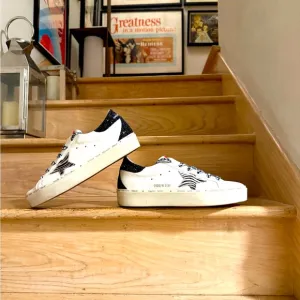 60% ⬇️ MSRP New Golden Goose Hi-Stars, White/Zebra Print/Sequins - Men’s 9.5US *