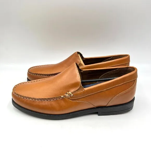 8.5W 8.5 WIDE WIDTH Rockport Mens Preston Venetian Brown Leather Loafers Shoes