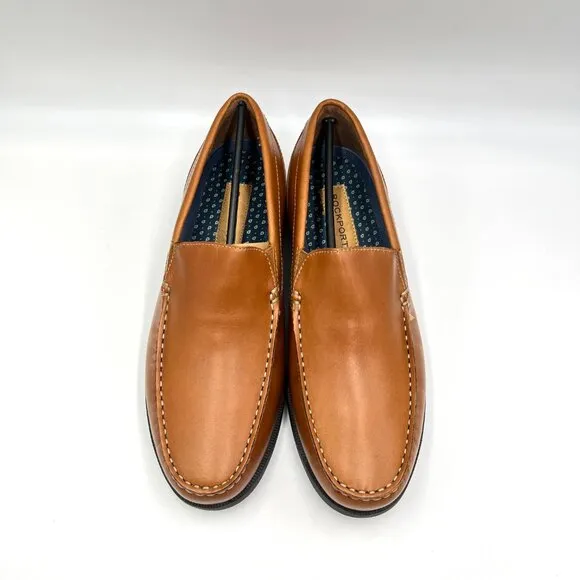 8.5W 8.5 WIDE WIDTH Rockport Mens Preston Venetian Brown Leather Loafers Shoes