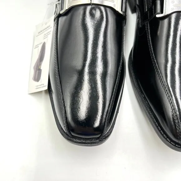 9W 9 WIDE WIDTH Stacy Adams Adrian Black Leather Horsebit Loafers Dress Shoes