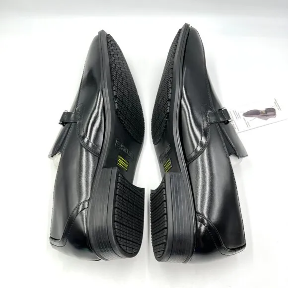 9W 9 WIDE WIDTH Stacy Adams Adrian Black Leather Horsebit Loafers Dress Shoes
