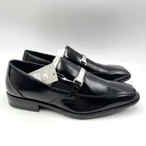 9W 9 WIDE WIDTH Stacy Adams Adrian Black Leather Horsebit Loafers Dress Shoes