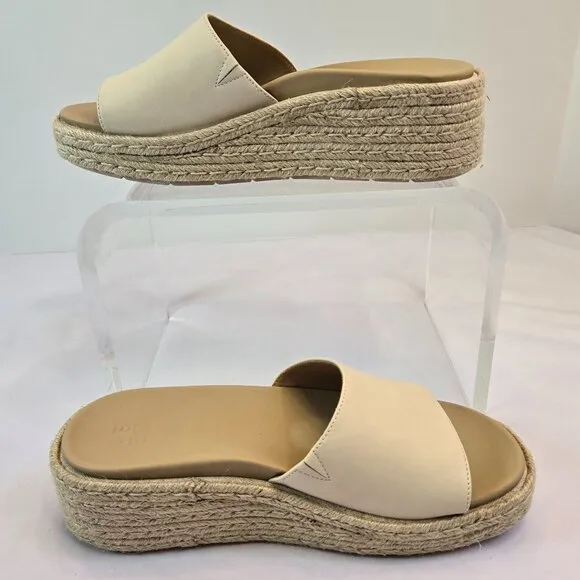 ABEO Solstice Slide Platform Sandals, Slip On/Espadrilles Orthotic Sz: 7.5 Cream