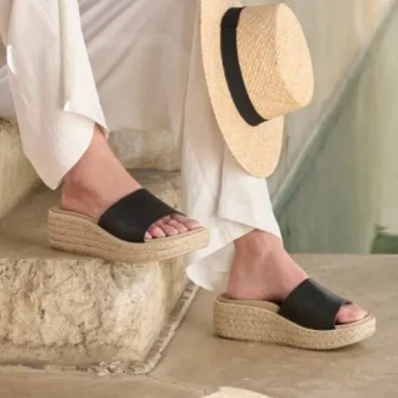 ABEO Solstice Slide Platform Sandals, Slip On/Espadrilles Orthotic Sz: 7.5 Cream