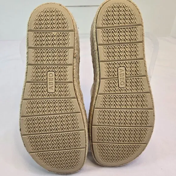 ABEO Solstice Slide Platform Sandals, Slip On/Espadrilles Orthotic Sz: 7.5 Cream