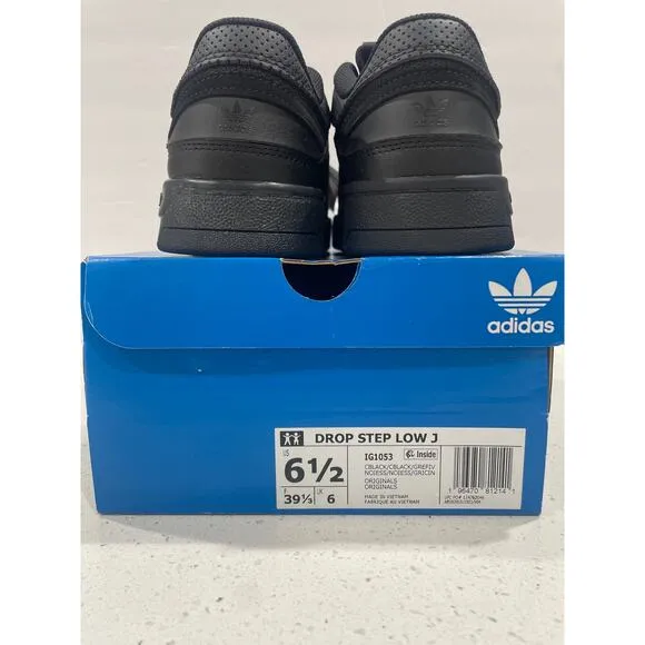 Adidas Drop Step Low J Original Kids Size 6.5 All Black New IG1053