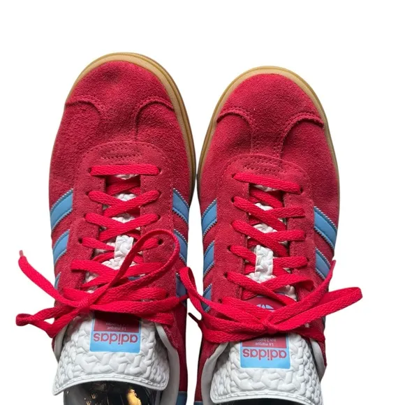 Adidas Gazelle Bold Platform Sneakers Red Blue Women’s 8.5 NWOB