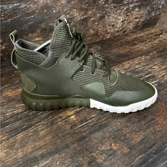 Adidas Green and White Sneakers with High-Top Design