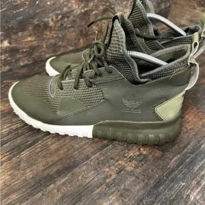 Adidas Green and White Sneakers with High-Top Design