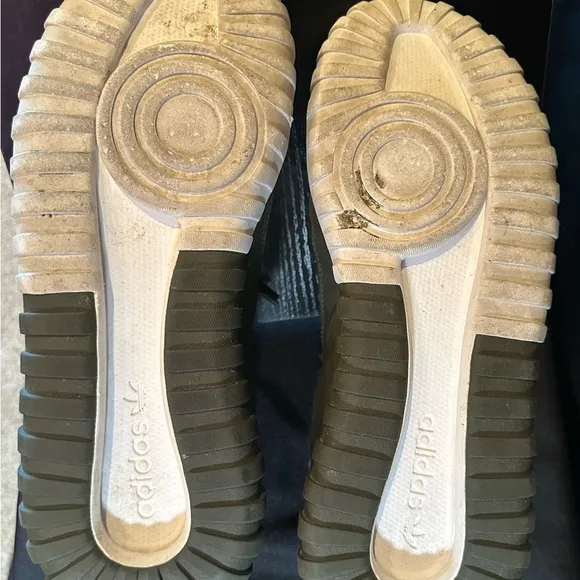Adidas Green and White Sneakers with Knit Upper and Chunky Sole