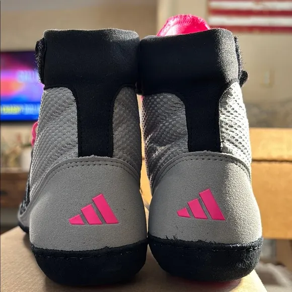 Adidas High-Top Sneakers with Pink and Gray Accents
