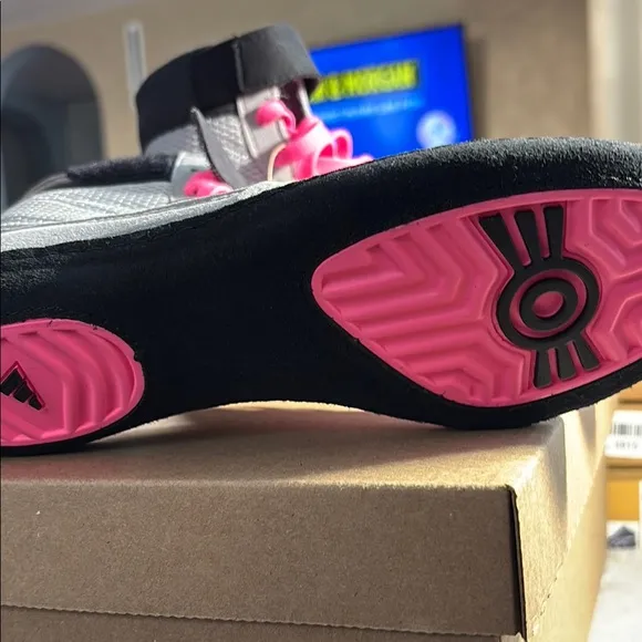 Adidas High-Top Sneakers with Pink and Gray Accents