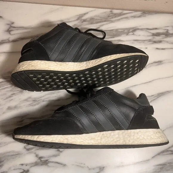 adidas Iniki Runner Vista Black Leather Sneakers Skate Chunky Y2K Style Sz 10.5