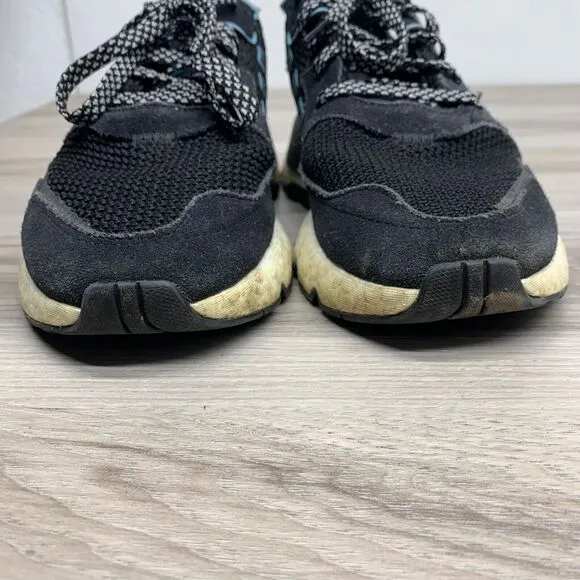 Adidas Nite Jogger Running Shoes Mens Size 7 Black Blue Sneakers Chunky FV3591