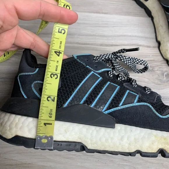 Adidas Nite Jogger Running Shoes Mens Size 7 Black Blue Sneakers Chunky FV3591