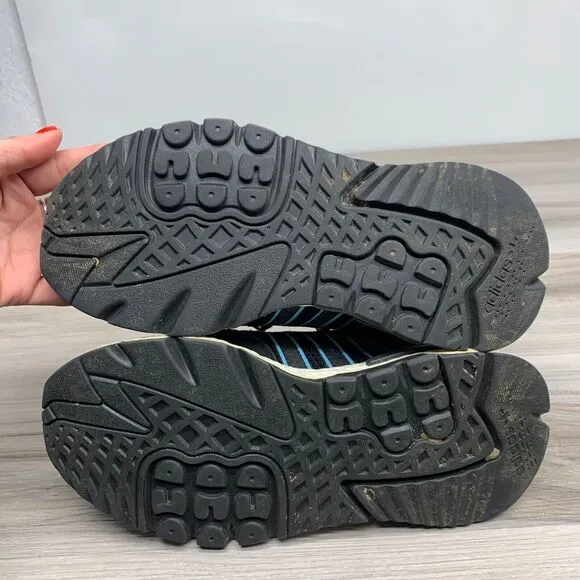 Adidas Nite Jogger Running Shoes Mens Size 7 Black Blue Sneakers Chunky FV3591