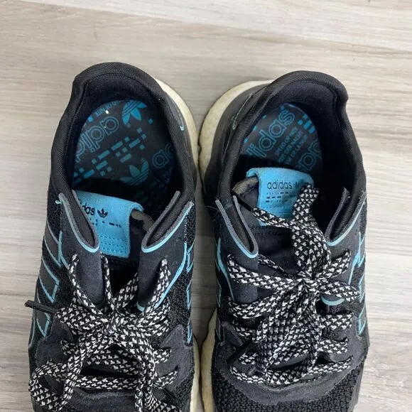 Adidas Nite Jogger Running Shoes Mens Size 7 Black Blue Sneakers Chunky FV3591