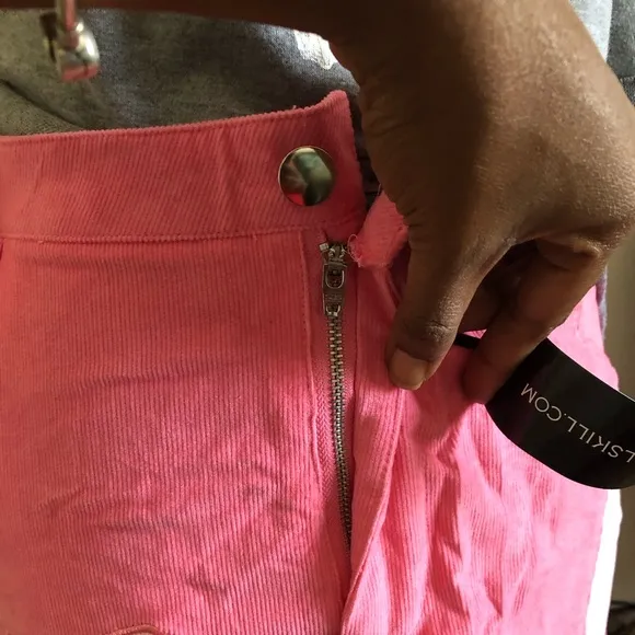 Adorable pink butterfly corduroy wide leg pants
