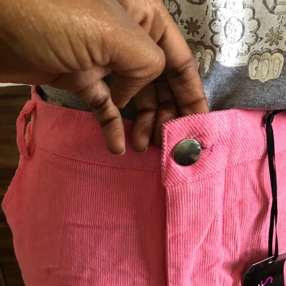 Adorable pink butterfly corduroy wide leg pants