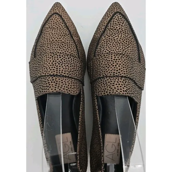 AGL Women's 39 Attilio Giusti Leombruni Pointed Toe Loafer Flats Mini Leopard