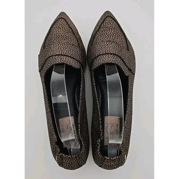 AGL Women's 39 Attilio Giusti Leombruni Pointed Toe Loafer Flats Mini Leopard
