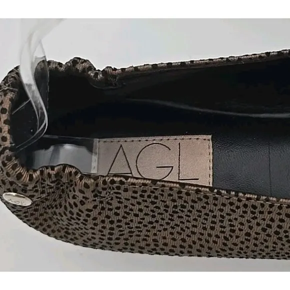 AGL Women's 39 Attilio Giusti Leombruni Pointed Toe Loafer Flats Mini Leopard