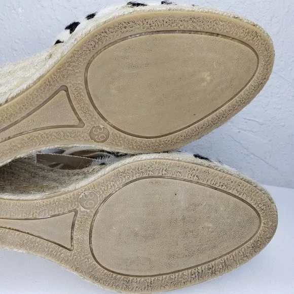 Air &amp; Grace Cowhide Espadrilles Wedges Shoes EU 39 US 8 ANimal Print Lace Up
