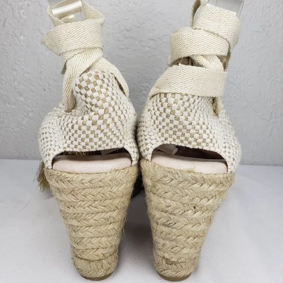 Air &amp; Grace Cowhide Espadrilles Wedges Shoes EU 39 US 8 ANimal Print Lace Up