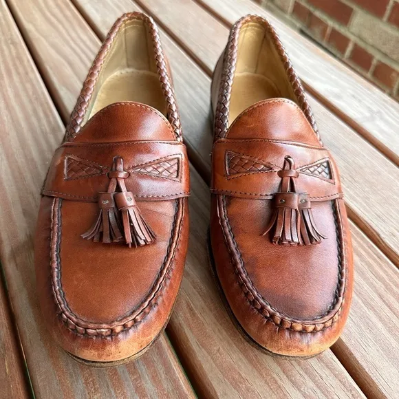 Alan Edmonds Leather Tassel Loafers  Dress Shoes Caramel Brown Maxfield Size 10D