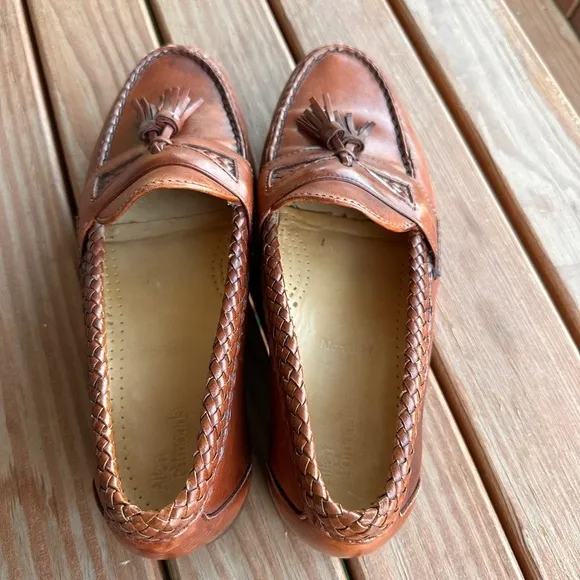 Alan Edmonds Leather Tassel Loafers  Dress Shoes Caramel Brown Maxfield Size 10D