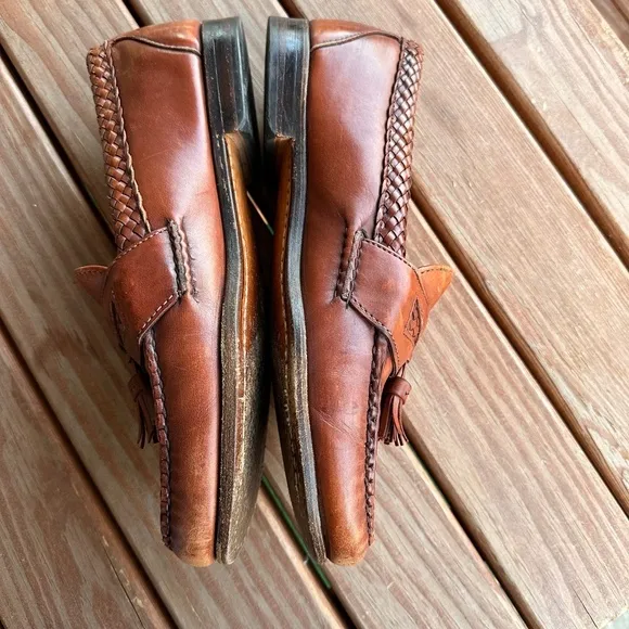 Alan Edmonds Leather Tassel Loafers  Dress Shoes Caramel Brown Maxfield Size 10D
