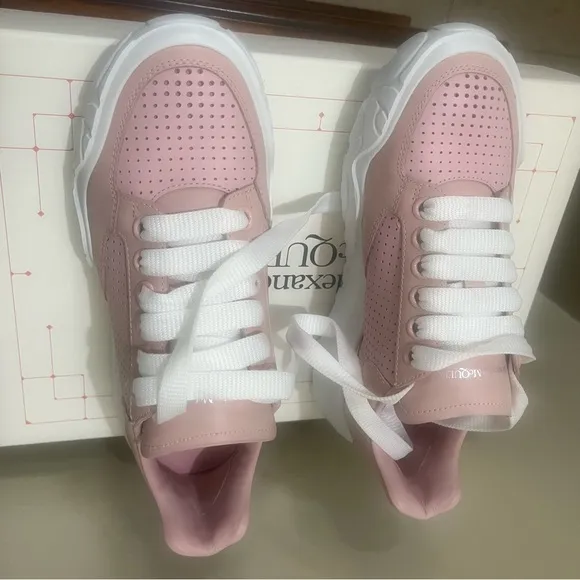 Alexander McQueen Pink and White Trendy Sneakers