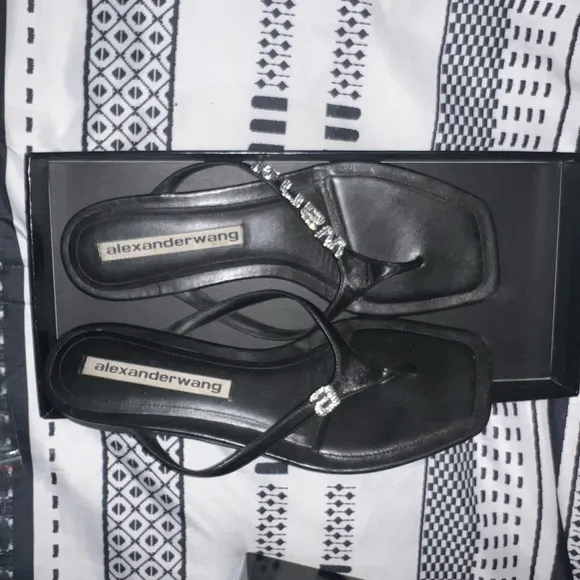 Alexander Wang Black Ivy Thong Flat Sandals