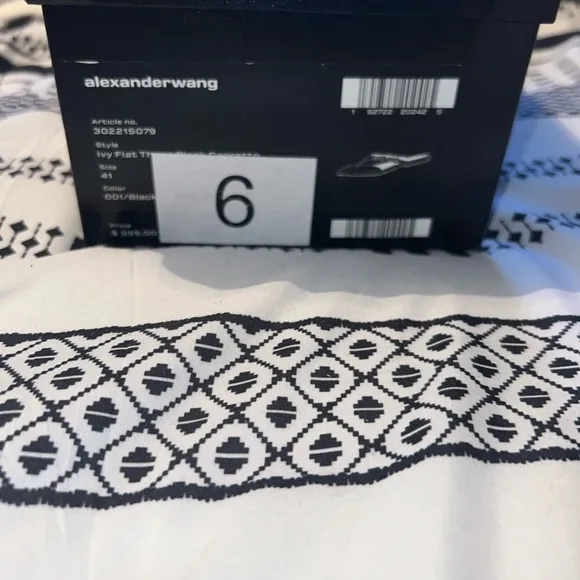 Alexander Wang Black Ivy Thong Flat Sandals