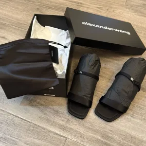 Alexander Wang Ryder Foldable Flat Sandals Satin Black