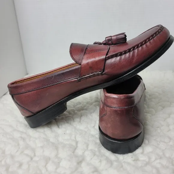 Allen Edmond Schreier Dress Penny  Loafers Men 10 D Brown Leather Tassel 50193