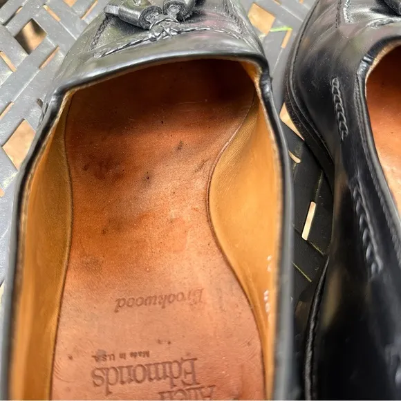 Allen Edmonds 10 D Black Leather Loafers Shoes Dress Tassel
