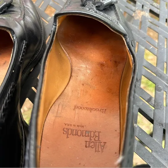 Allen Edmonds 10 D Black Leather Loafers Shoes Dress Tassel