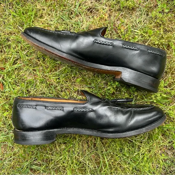 Allen Edmonds 10 D Black Leather Loafers Shoes Dress Tassel