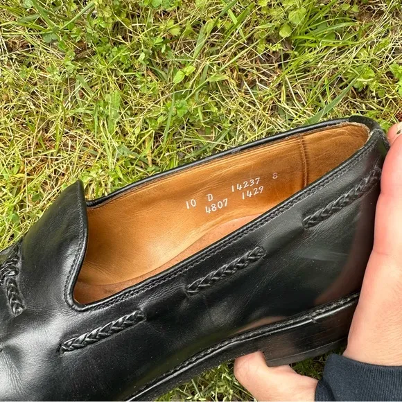 Allen Edmonds 10 D Black Leather Loafers Shoes Dress Tassel